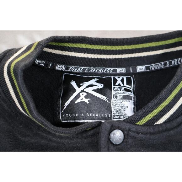 Young & Reckless Jacket Mens XL Black Camo Varsity Snap Button Streetwear Cult - Picture 4 of 6